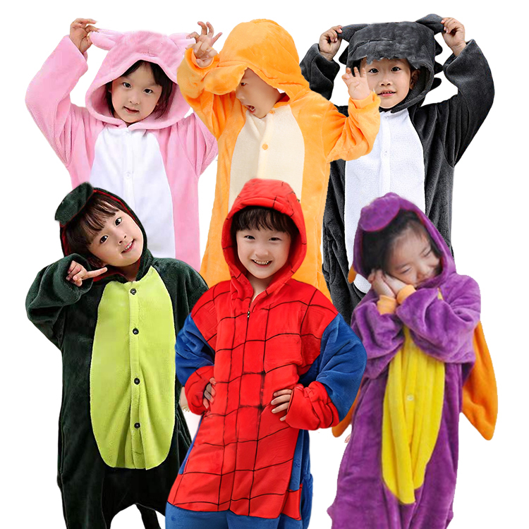 High Quality baju anak pyjamas kids Cartoon Stitch Pajamas Onesie Loungewear Flannel Kigurumi Pijamas