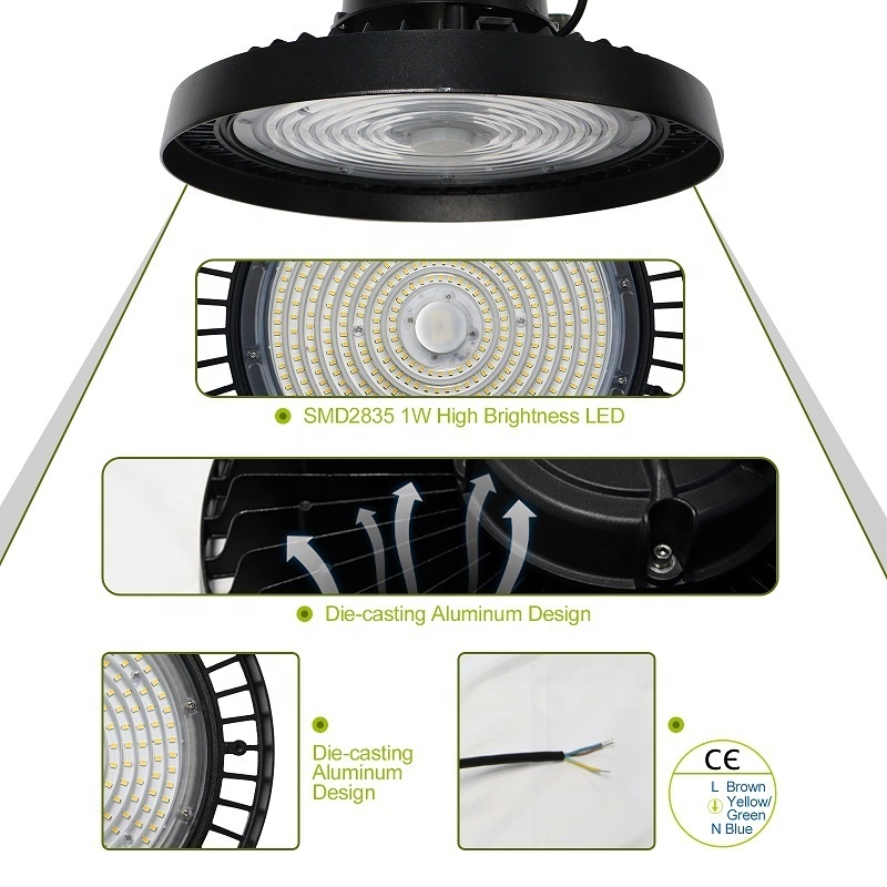 Shingel Motion Sensor 200W Led High Bay Light 6500k High Brightness Industrial Led Ufo Light