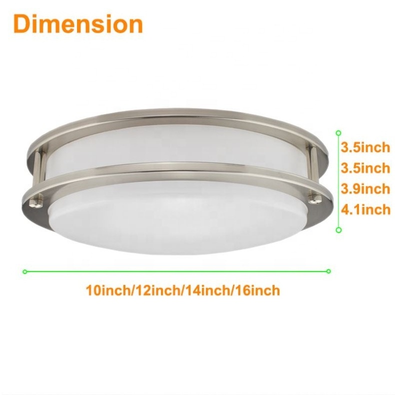 Shingel China Factory Sales 12Inch 3CCT Round Double Ring LED Ceiling Light Brush Nickel CRI80 for Living Room LED Light Fixture