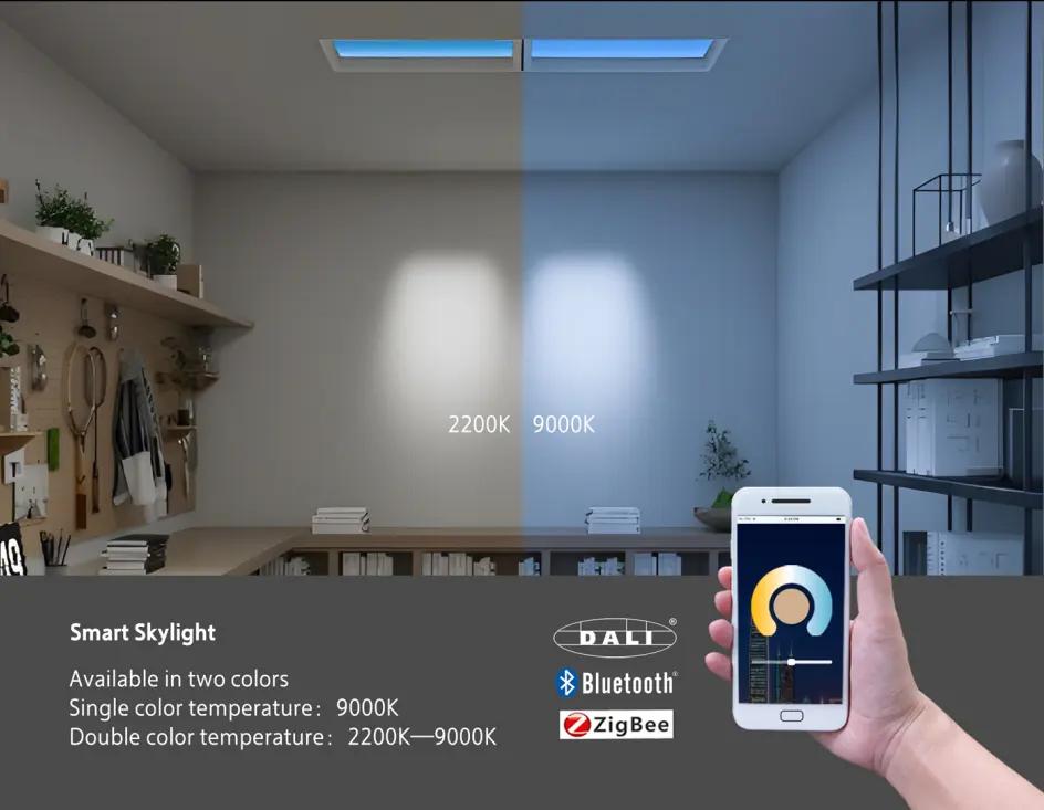 Shingel factory Smart Wifi APP Remote Control 300x300 300x600 150x600 Natural Daylight LED Ceiling Panel Artificial Skylight