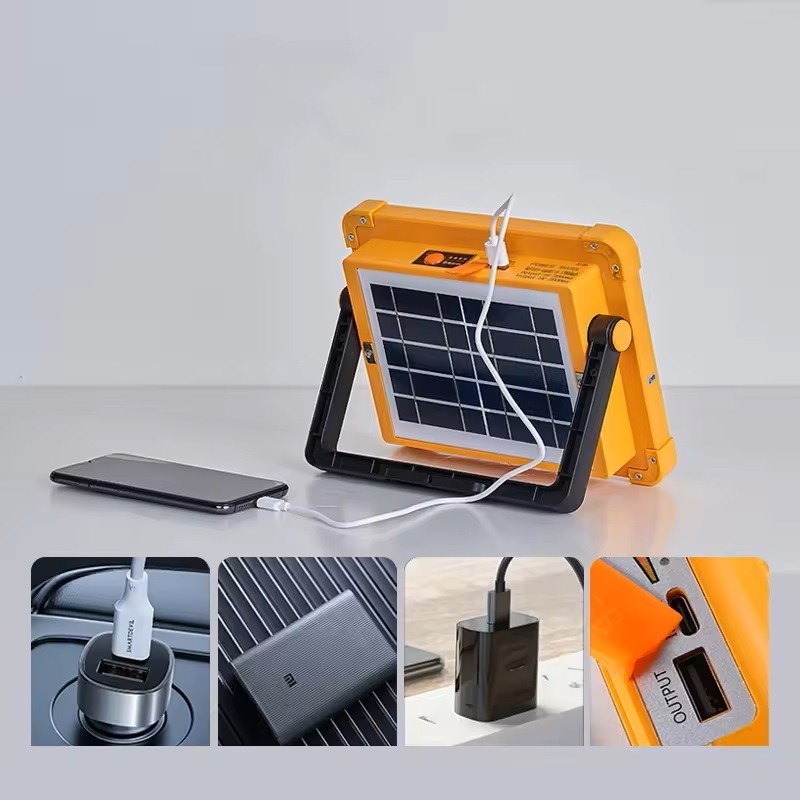 Shingel Factory Dimmable Waterproof Solar portable lamp rechargeable USB charge emergency spotlight with power bank