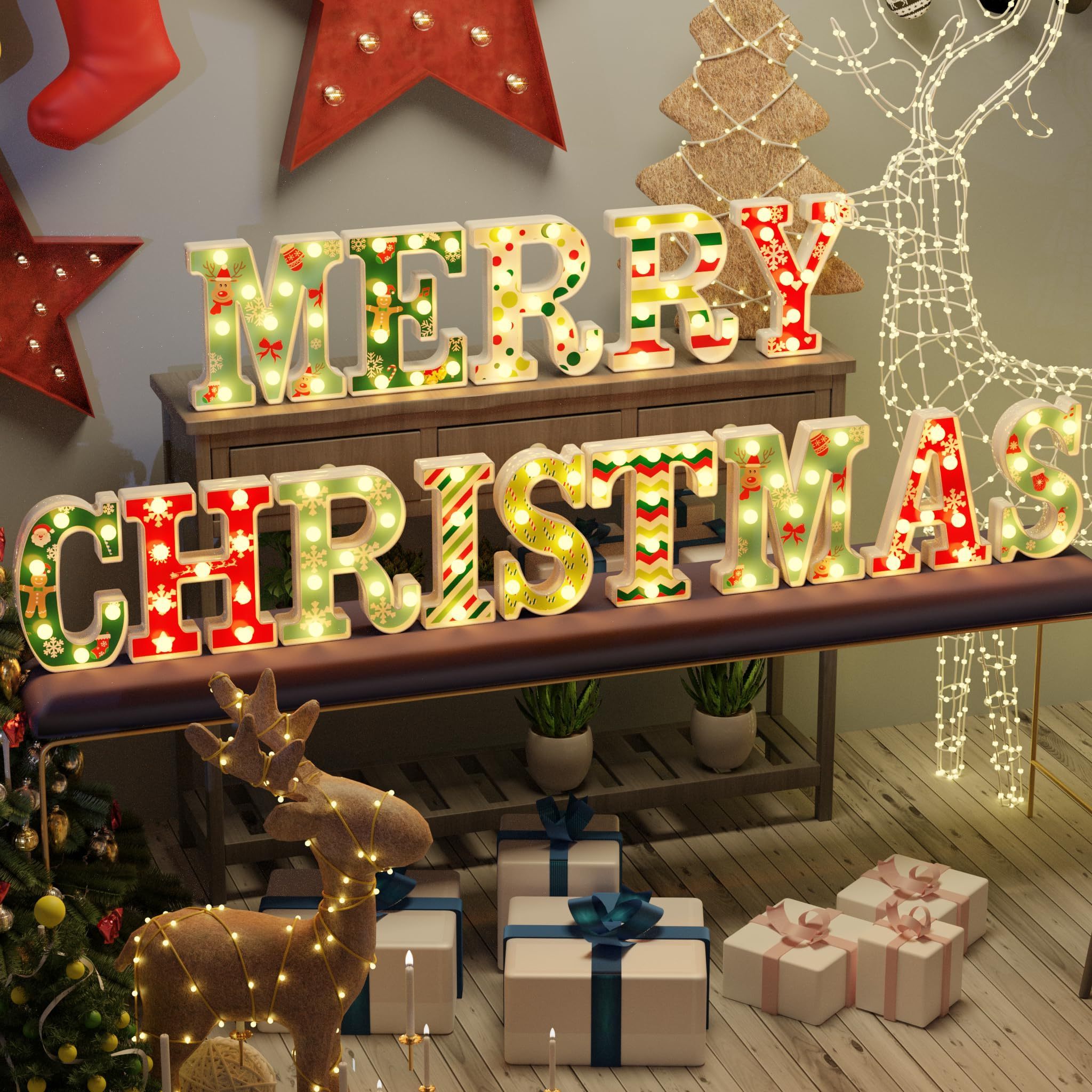 Wholesale Event Decor 14 Led Letters Christmas Lights 'merry Christmas' Marquee Letters For Home Wall Party Decorations