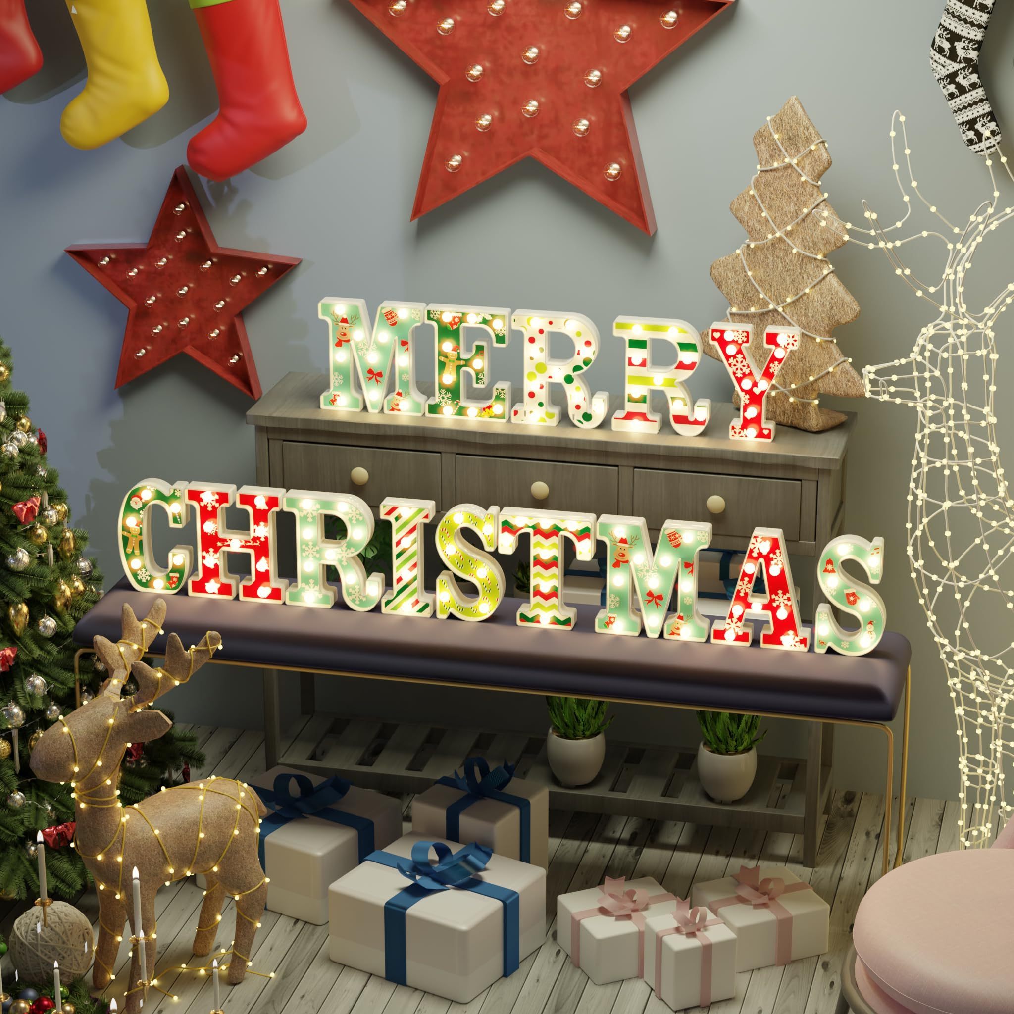 Wholesale Event Decor 14 Led Letters Christmas Lights 'merry Christmas' Marquee Letters For Home Wall Party Decorations