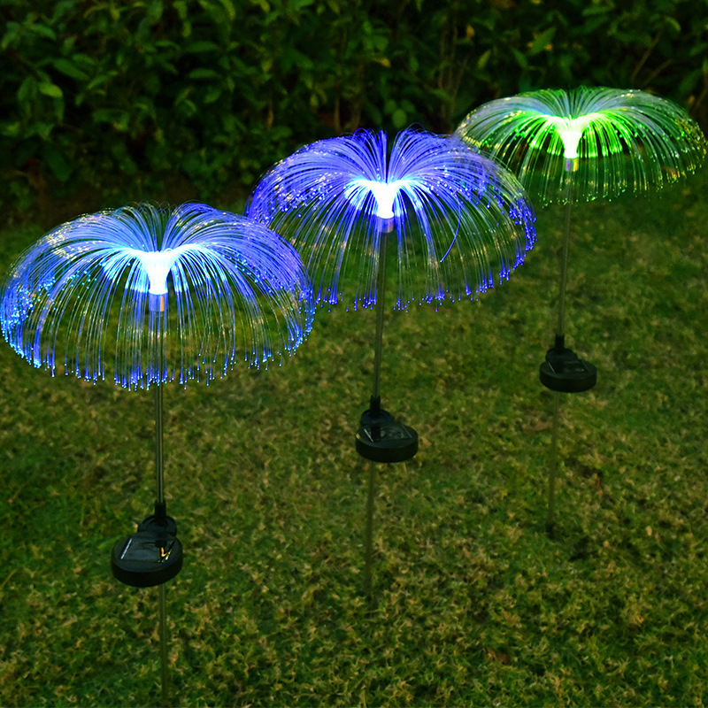 New Hot New Garden Fiber Optics Solar Lights Led Colorful Fiber Optic Jellyfish Floor Lamp Garden Villa Decorative Lamp