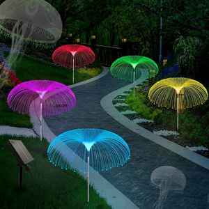 New Hot New Garden Fiber Optics Solar Lights Led Colorful Fiber Optic Jellyfish Floor Lamp Garden Villa Decorative Lamp