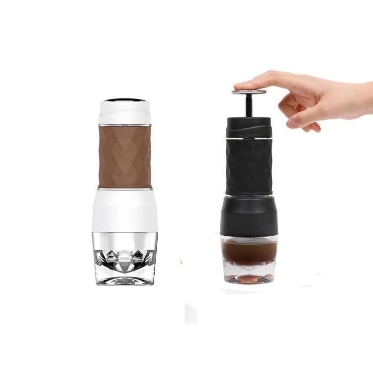 Press coffee maker, portable coffee maker, manual coffee maker for coffee capsules and coffee powder