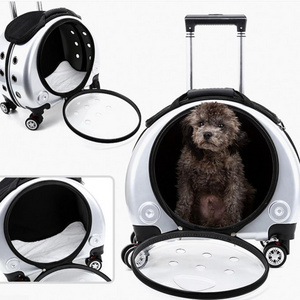 Pet Supplies  Transparent Airline Approved Mesh Breathable Travel Roll Trolley Dog Cat Backpack Wheels Pet Carrier With Wheels