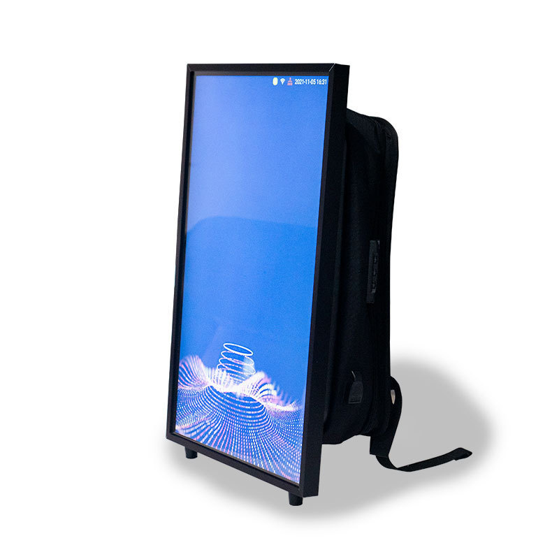 24 Inch Outdoor Backpack Advertising Portable Digital Signage Advertising Kiosk Equipment