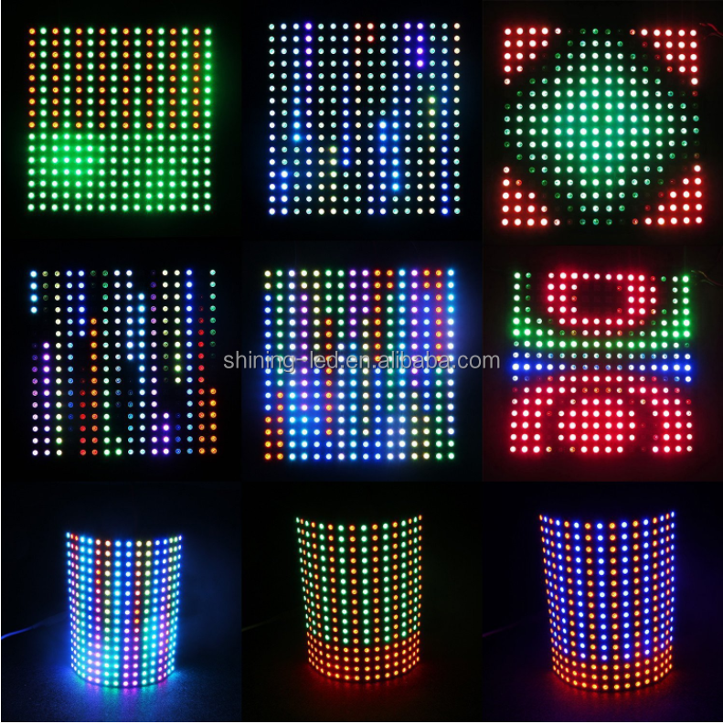 Bendable Flex Pixel Matrix Programmable LED Display Screen 8*32/16*16/8*8 RGB APA102C/WS2812B/SK6812 LED Flexible Panel