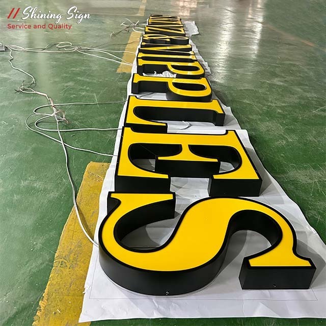 Shining Sign Led Fashion Signage Customized Metal Channel Letters Trim Cap Signs 3d Shop Name Fronlit Logo Decoration