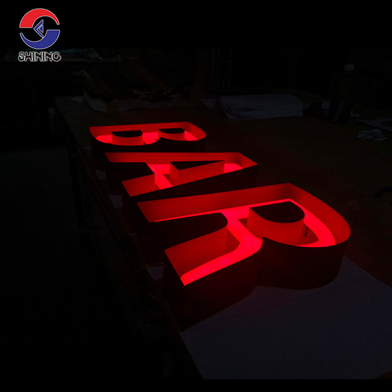 Custom business signs logo outdoor 3D logo shop name sign LED outdoor lighted metal channel letters for Barbers shop sign