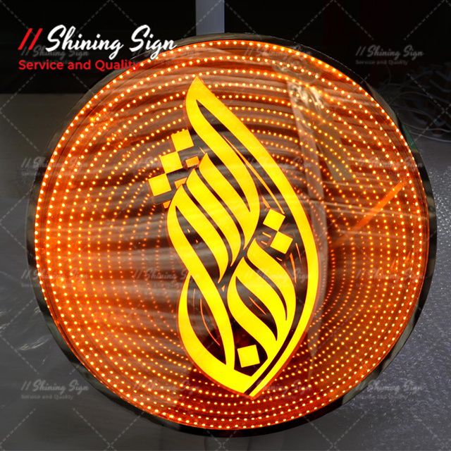 Shining Sign Custom Led Advertising Logo Infinity Mirror Acrylic Signs Neon Letters Outdoor 3D Sign Waterproof High Grade