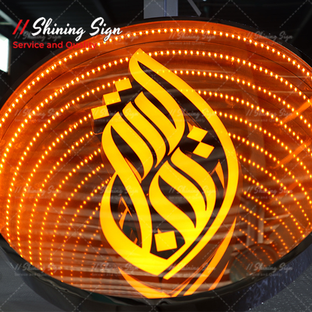 Shining Sign Custom Led Advertising Logo Infinity Mirror Acrylic Signs Neon Letters Outdoor 3D Sign Waterproof High Grade