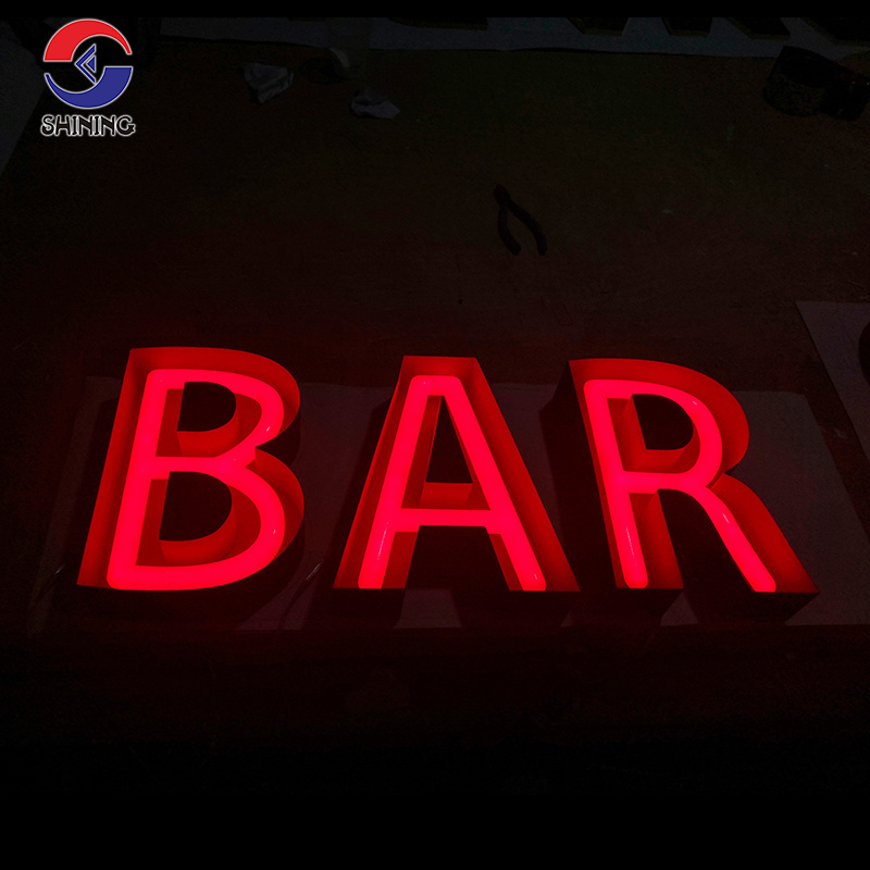 Custom business signs logo outdoor 3D logo shop name sign LED outdoor lighted metal channel letters for Barbers shop sign