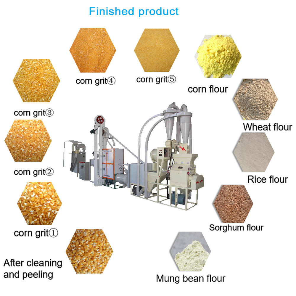 Multifunctional corn maize meal flour grits making grinding milling machine