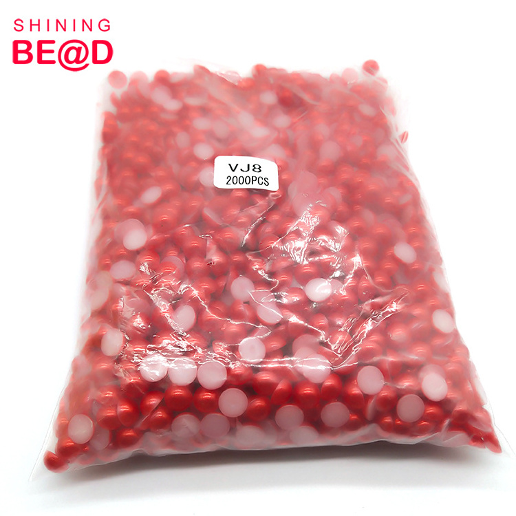 Wholesale Bulk 8 mm Multi Colors Flat Back Beads Glue On Nail Art Half Round ABS Plastic Pearls For Clothing Bags DIY Decoration