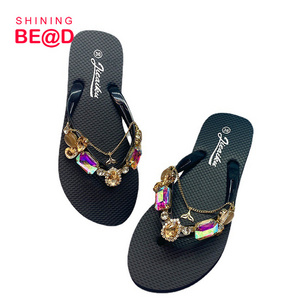 2024-Factory Supply Flip Flop Shoe Crystal Chain Rhinestone Woman Sewing Sandals  Crystal V Shape Chains