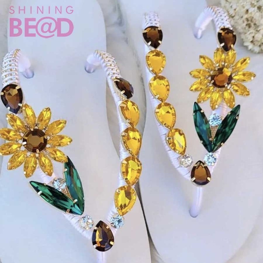 Hot sale blue evil eye rhinestone ornament slipper accessories buckle sandal chain for women flip flop shoe crystal chain