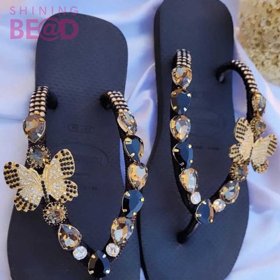 Hot sale blue evil eye rhinestone ornament slipper accessories buckle sandal chain for women flip flop shoe crystal chain