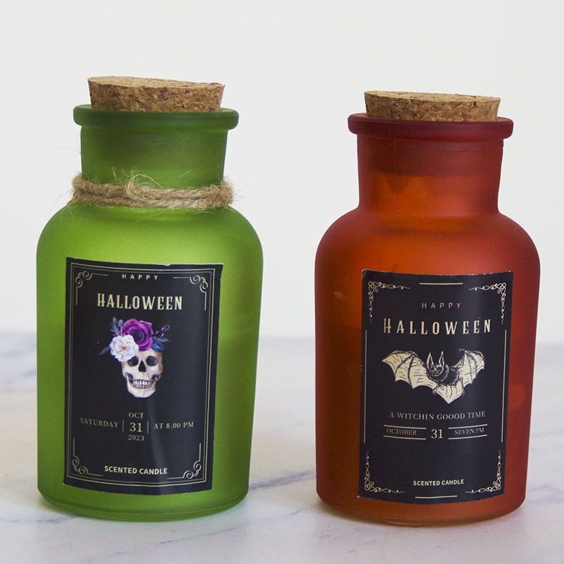 Halloween  Skeleton Decoration Private Label Scented Soy Candles Glass Jar Skull Shape Candles