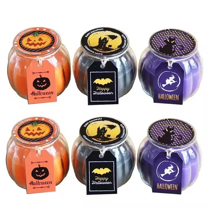 Buy Wholesale Pumpkin Shaped Glass Jar Custom Scented Candles Halloween Pumpkin Candle