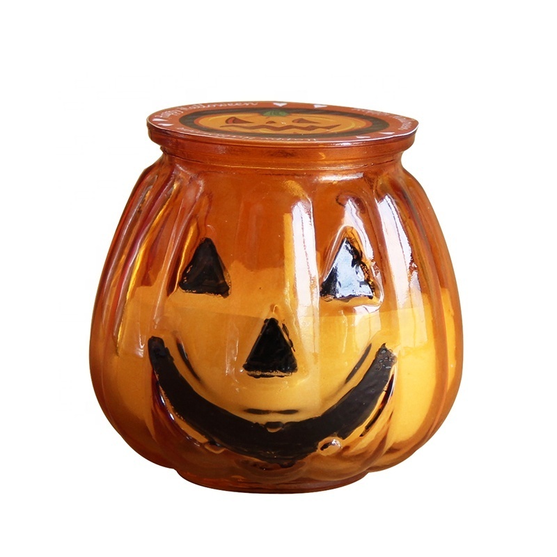 Promotional fall garden Jack-o'-lantern Jack O'Lantern scented Pumpkin candles in glass jar