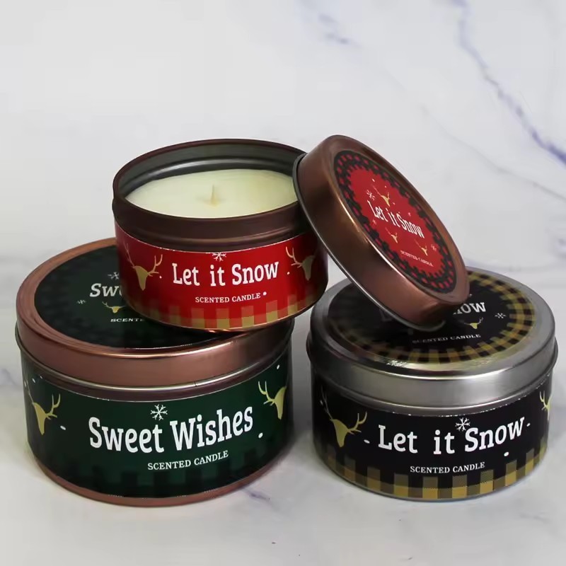 Wholesale Price 3 4 5 6 oz Luxury Packaging Custom Travel Candle Scent Design Customize Aromatic Soy Wax Tin Can Scented Candles