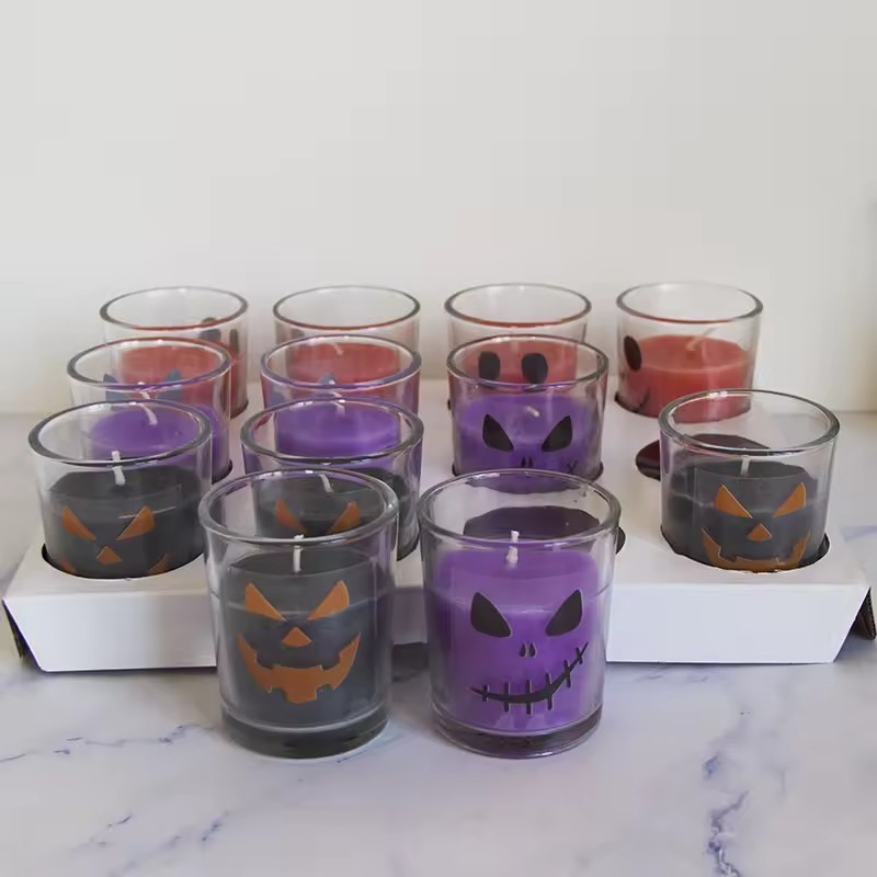 Decoration  Halloween Scented Candle Holder Jars Glass Paraffin Cinnamon Wholesale Halloween Personalised Candle