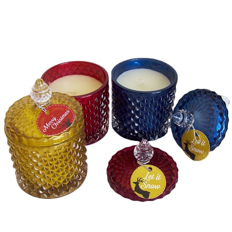 New Arrival Crystal Glass Cylinder Wood Cotton Wicks Scented Candles Gift Candy Jar Luxury Sent Custom Christian Candle