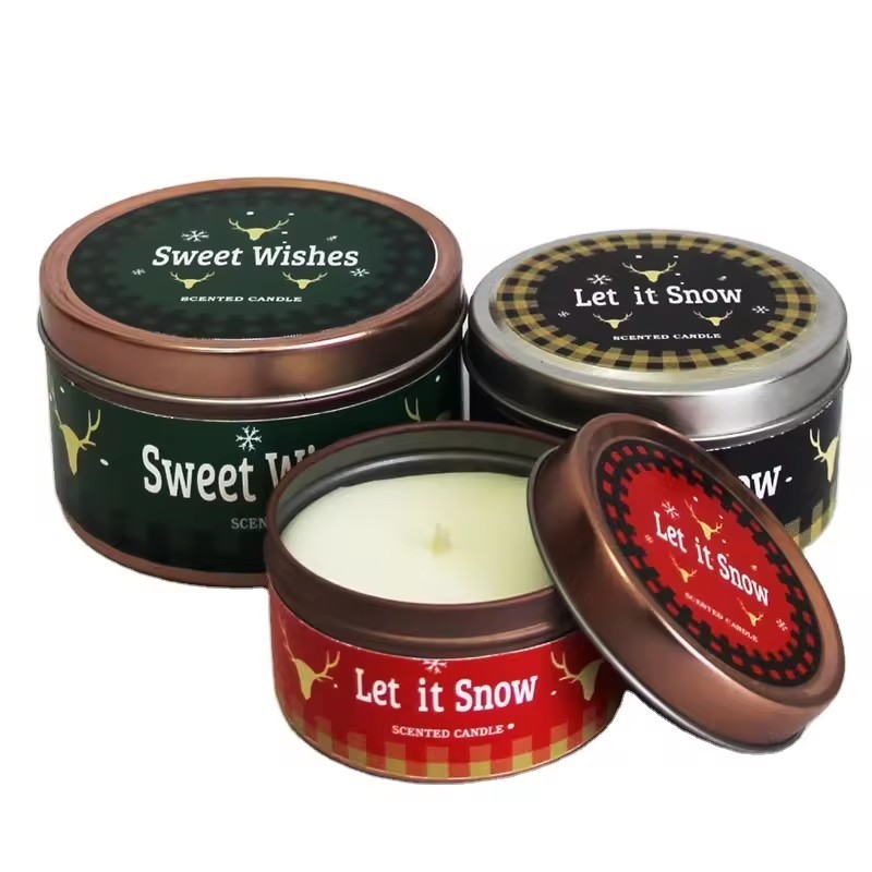 Wholesale Price 3 4 5 6 oz Luxury Packaging Custom Travel Candle Scent Design Customize Aromatic Soy Wax Tin Can Scented Candles