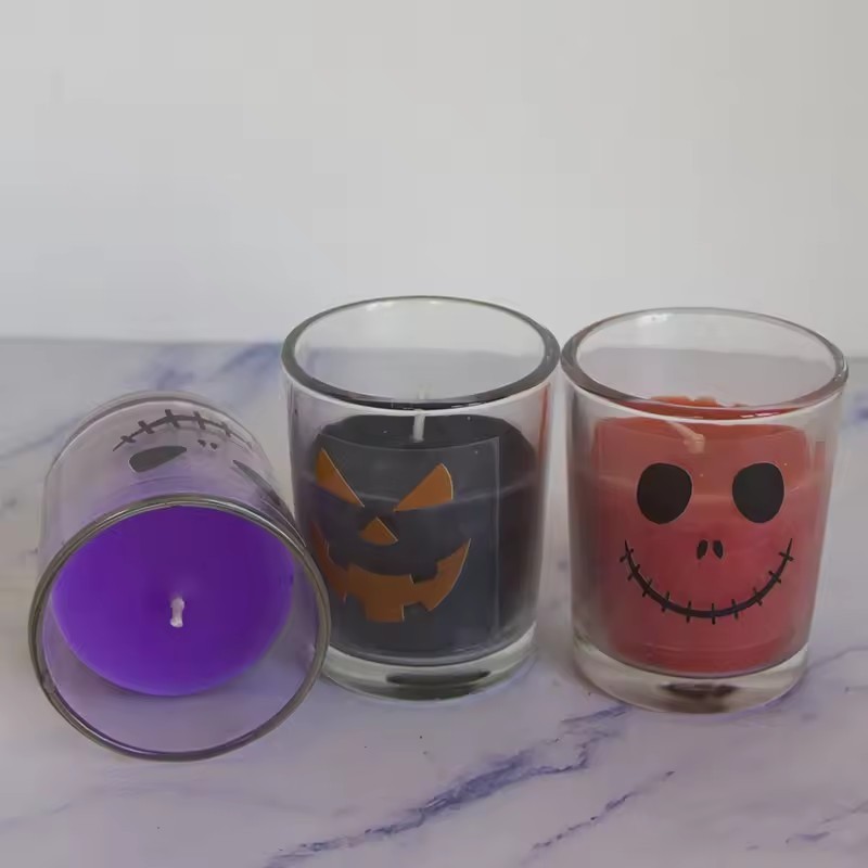 Decoration  Halloween Scented Candle Holder Jars Glass Paraffin Cinnamon Wholesale Halloween Personalised Candle