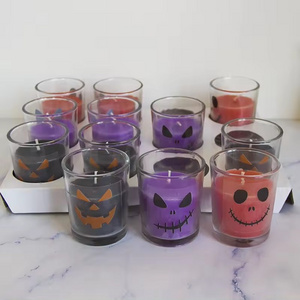 Decoration  Halloween Scented Candle Holder Jars Glass Paraffin Cinnamon Wholesale Halloween Personalised Candle