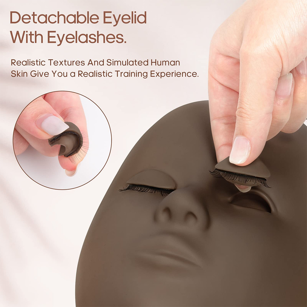 Eyelash Mannequin Head Replaceable Silicone Realistic Removable Eyelid For Lash Extensions Mannequins Head