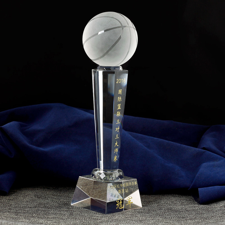 OEM / ODM cheap fashion design NBA MVP basketball crystal trophy awards with high quality