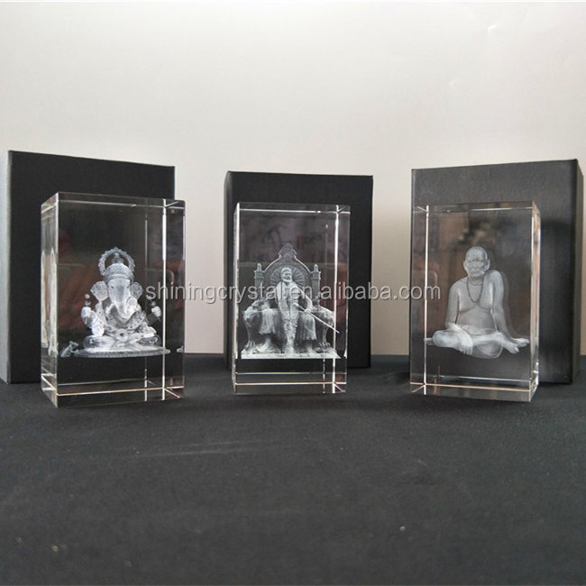 3d laser engraving crystal with 3d hindu god picture inside Hindu Religious gift