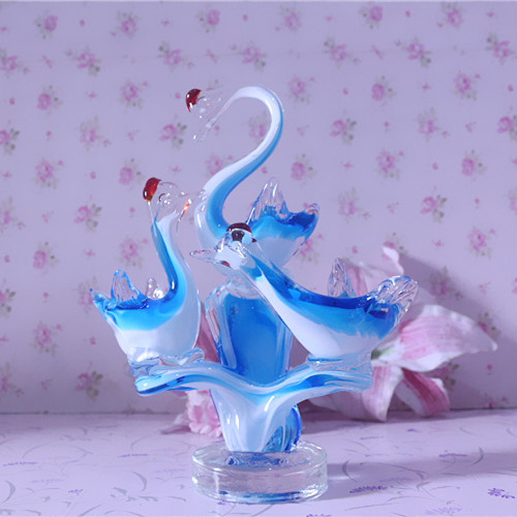 crystal item Beautiful glass swans gift crystal glass decoration for home