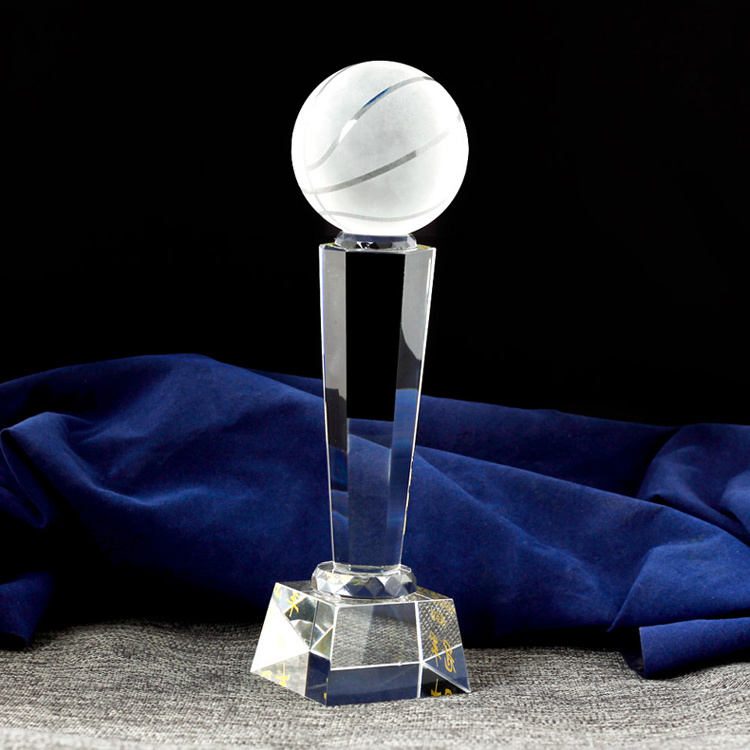 OEM / ODM cheap fashion design NBA MVP basketball crystal trophy awards with high quality