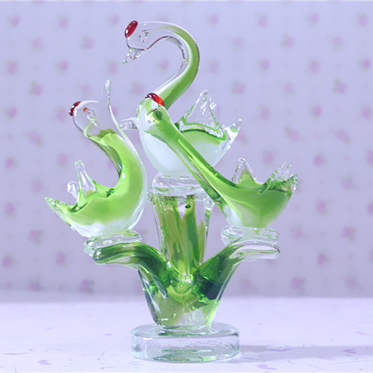 crystal item Beautiful glass swans gift crystal glass decoration for home