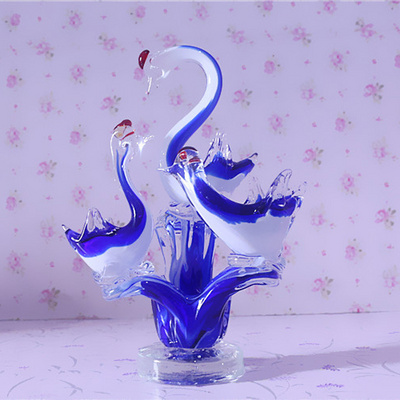 crystal item Beautiful glass swans gift crystal glass decoration for home