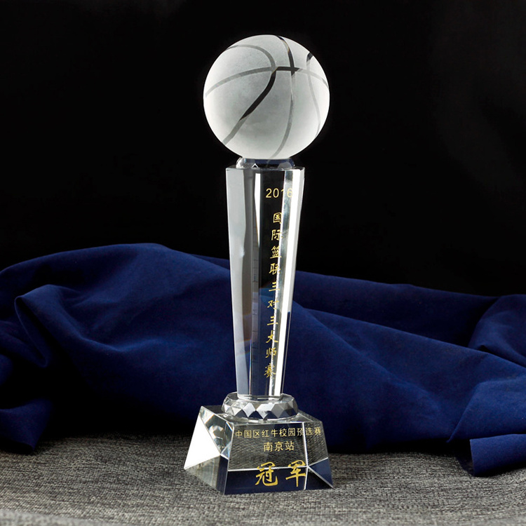 OEM / ODM cheap fashion design NBA MVP basketball crystal trophy awards with high quality