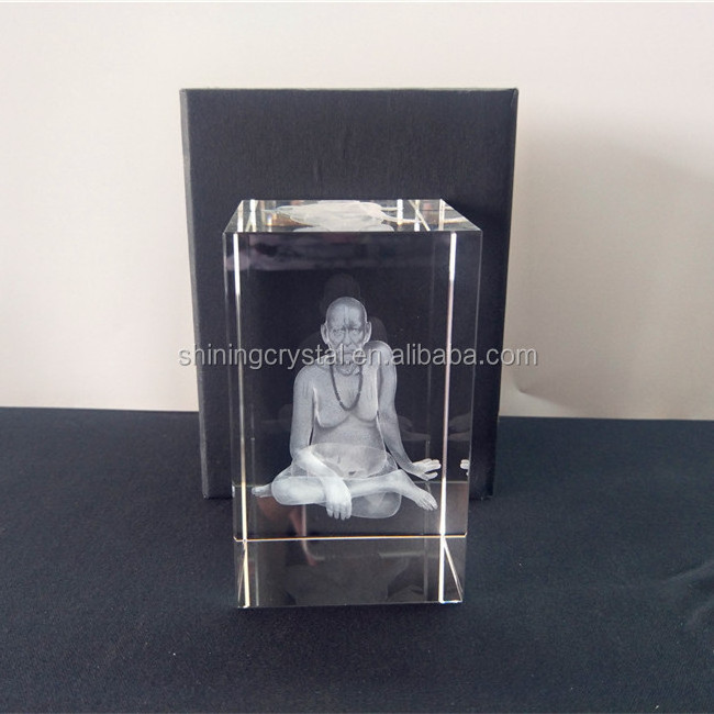 3d laser engraving crystal with 3d hindu god picture inside Hindu Religious gift