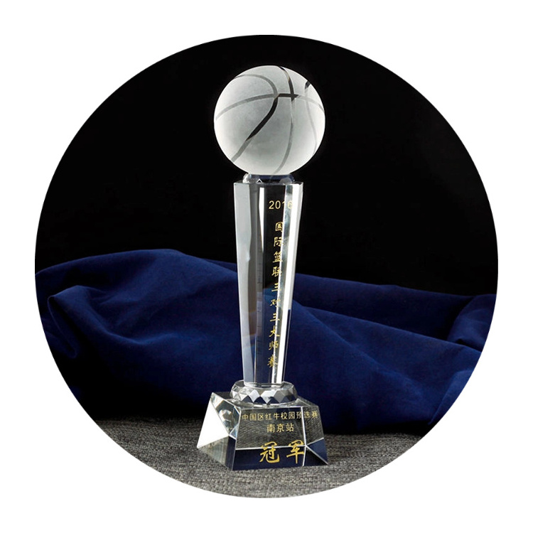 OEM / ODM cheap fashion design NBA MVP basketball crystal trophy awards with high quality