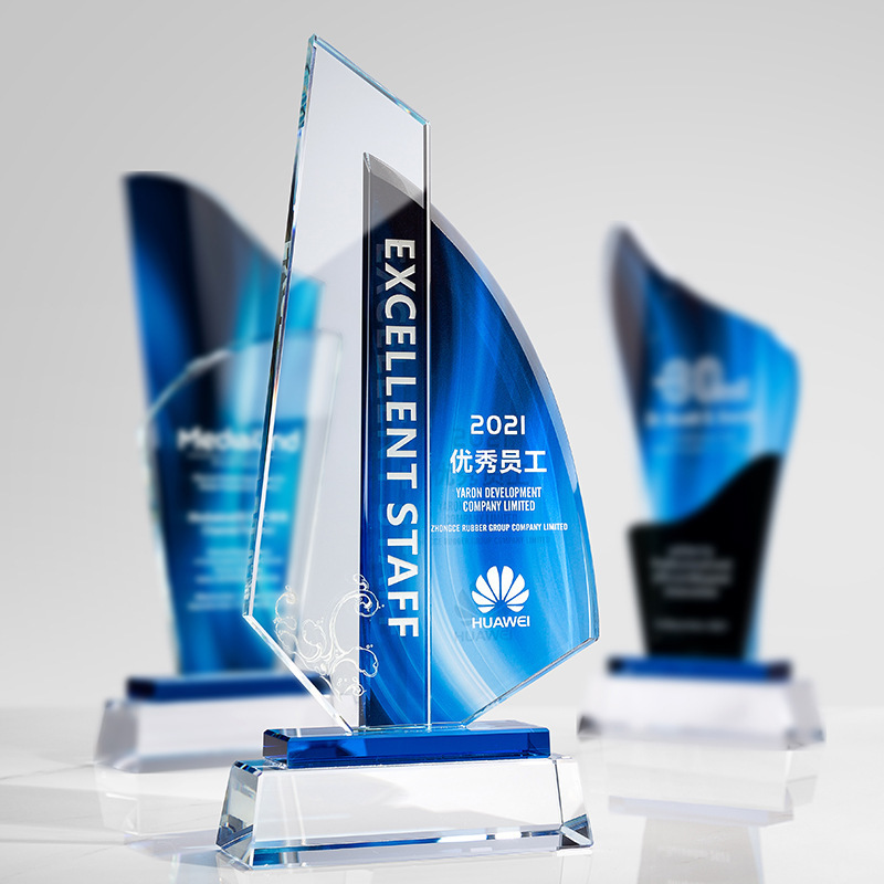 customized crystal glass plaque sublimation awards wholesale glass trophy business awards