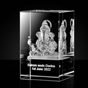 3d laser engraving crystal with 3d hindu god picture inside Hindu Religious gift