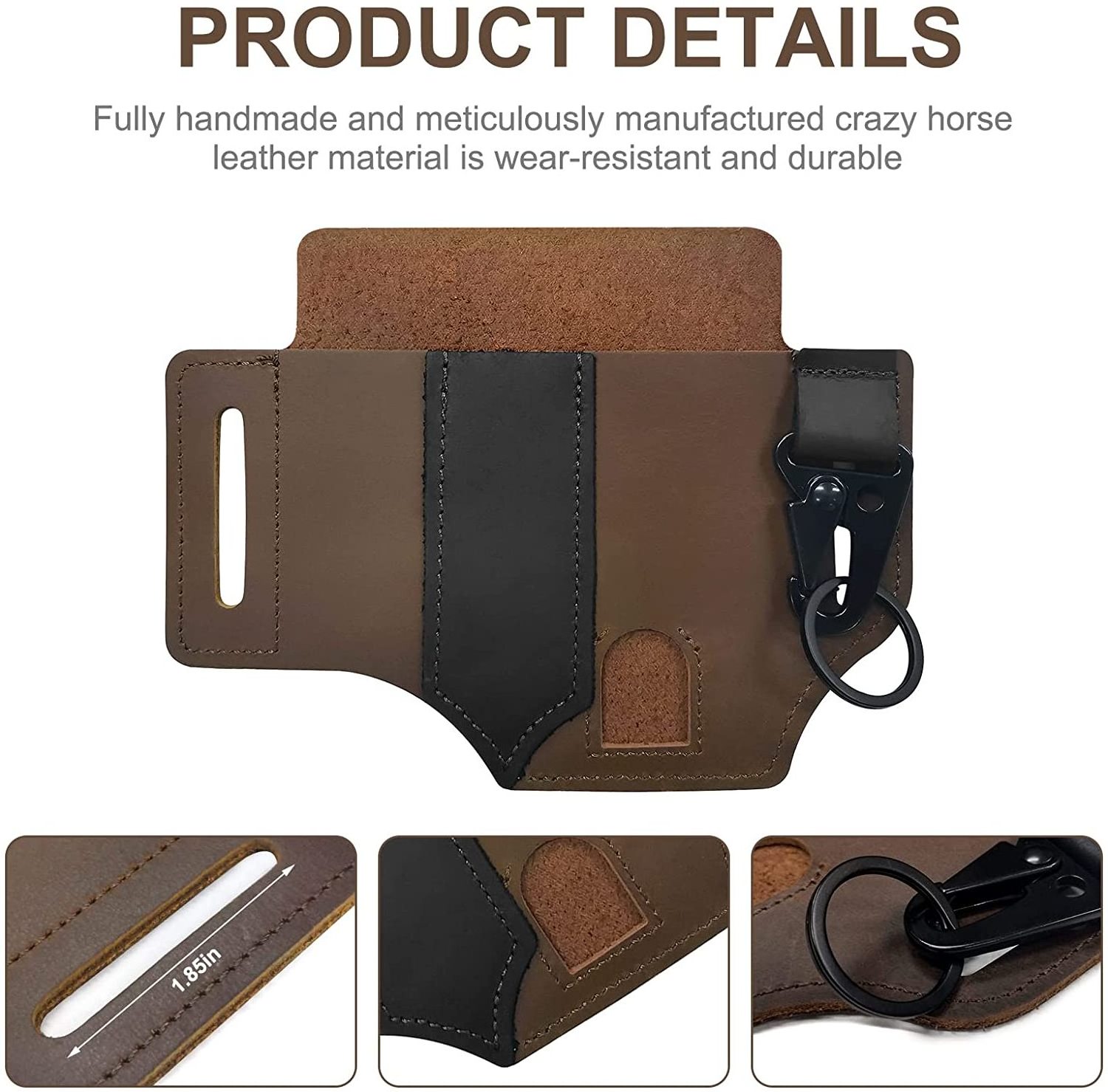 Genuine Leather Belt Loop Waist Sheath Multitool Sheath Pocket Organizer Storage Belt Waist Bag for Outdoors