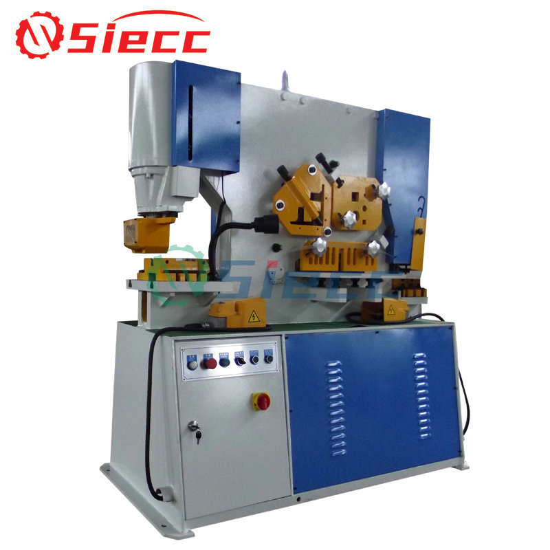 SIECC 90 tons pressure ironworker sheet metal bending machine construction steel round bar square bar cut punch machine