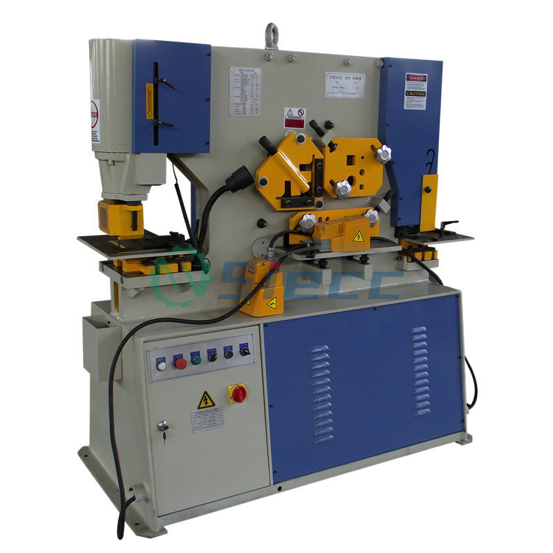 SIECC 90 tons pressure ironworker sheet metal bending machine construction steel round bar square bar cut punch machine