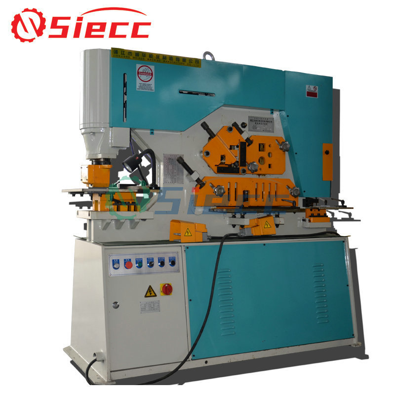 SIECC 90 tons pressure ironworker sheet metal bending machine construction steel round bar square bar cut punch machine