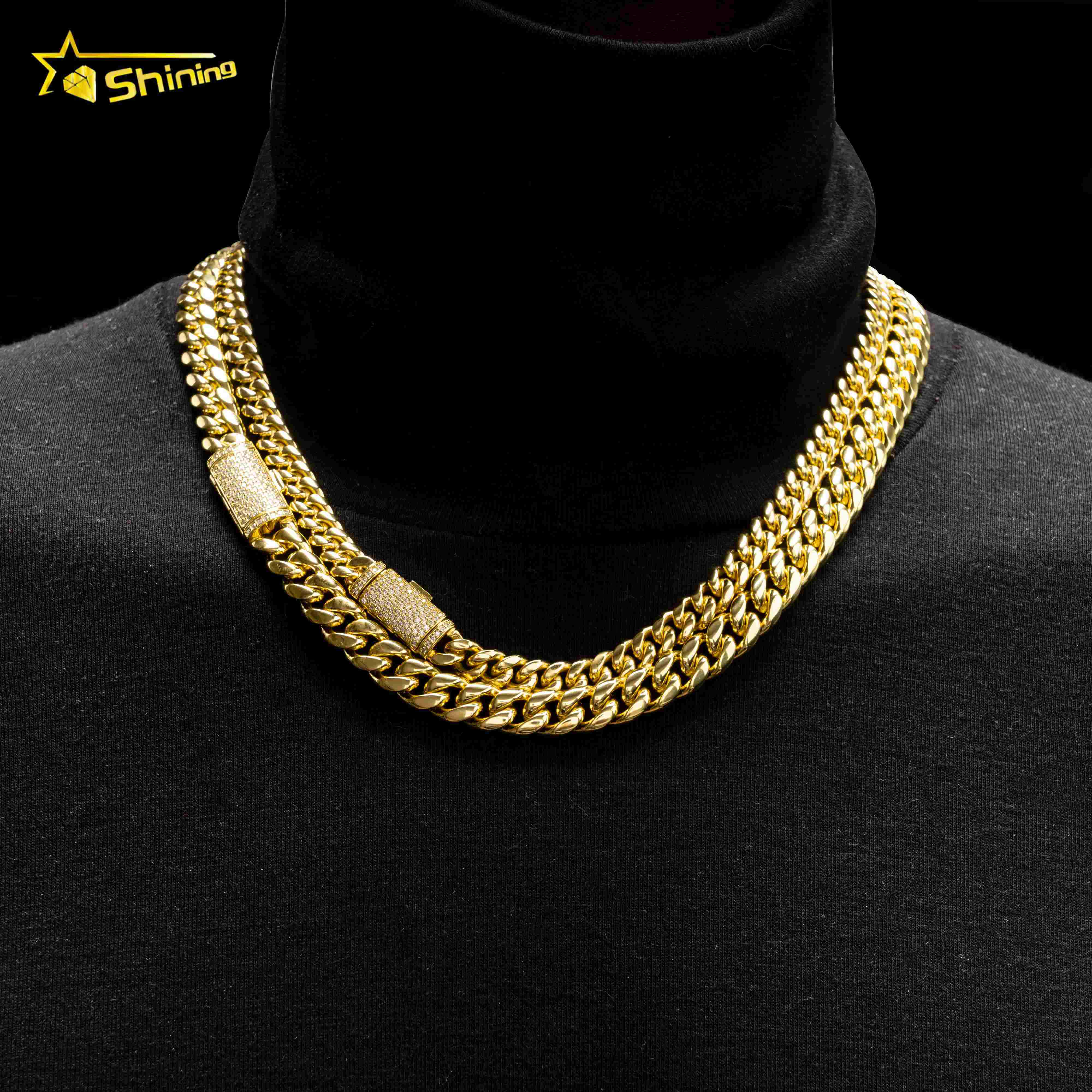 Popular Miami Custom Diamond Clasp VVS Moissanite Necklaces Hip Hop Stainless Steel Cuban Chain chain