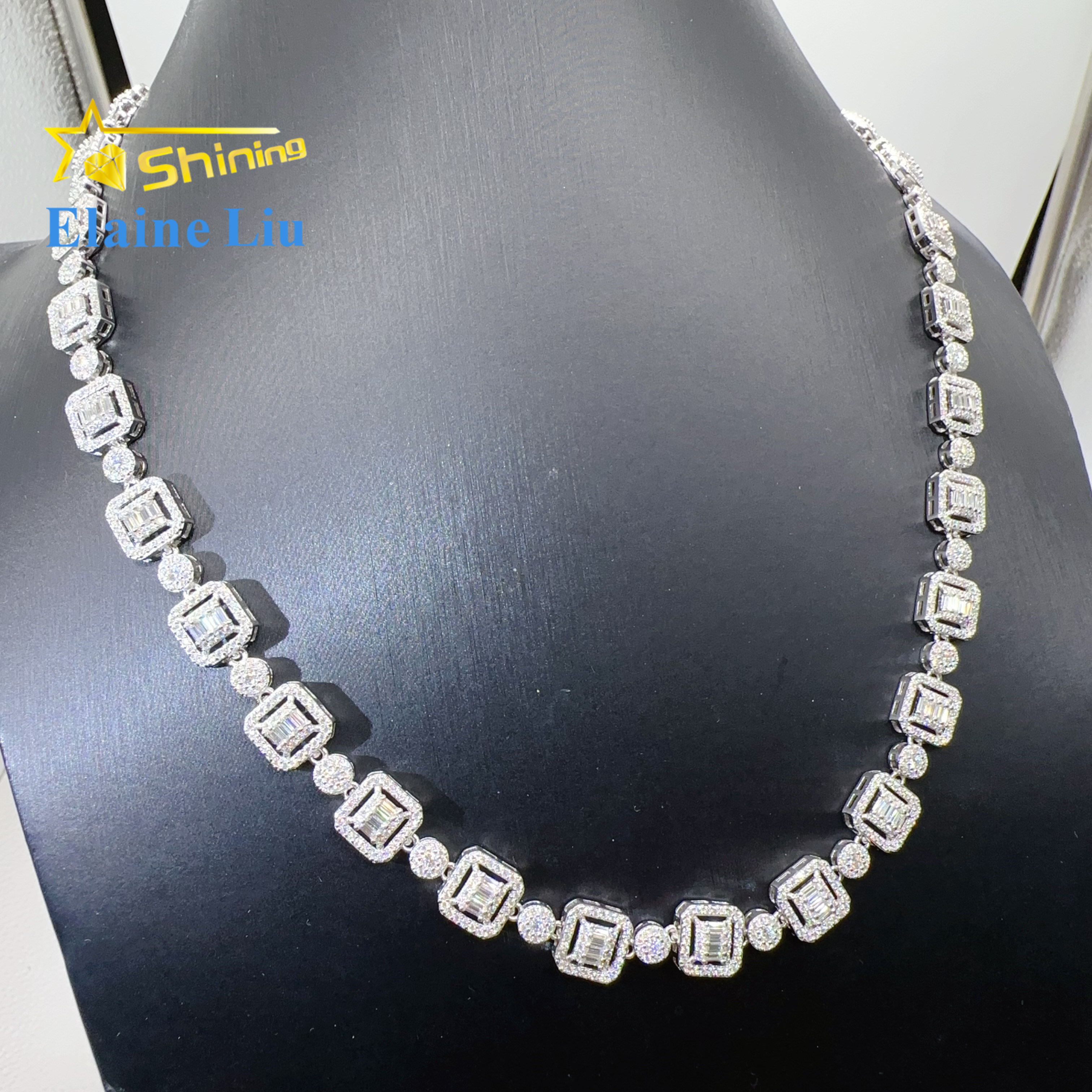 Fine jewelry luxury 925 sterling silver hip hop iced out custom diamond vvs moissanite necklace